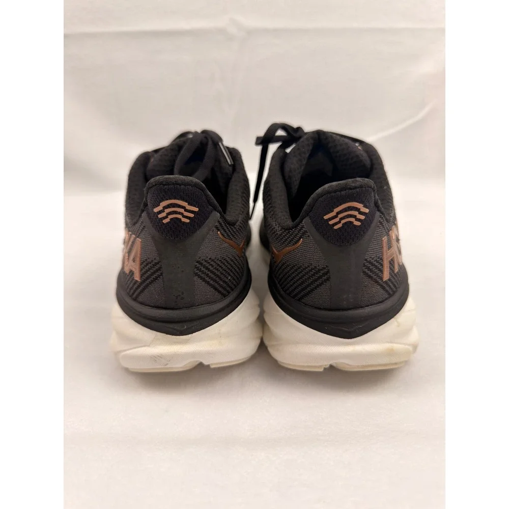 Hoka Clifton 9 Womens Running Shoes Black Rose Gold Metallic 1127896 8B